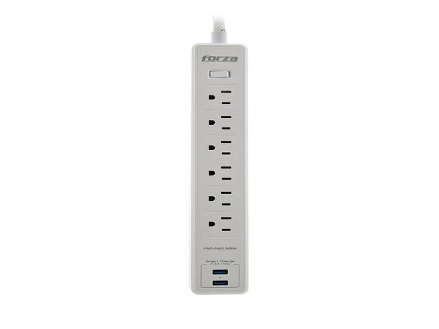 Forza Forza - Surge protector - AC 110/220 V - 6 Tomas de Corriente - NEMA 2USB 5ft WH FSP-612USBW