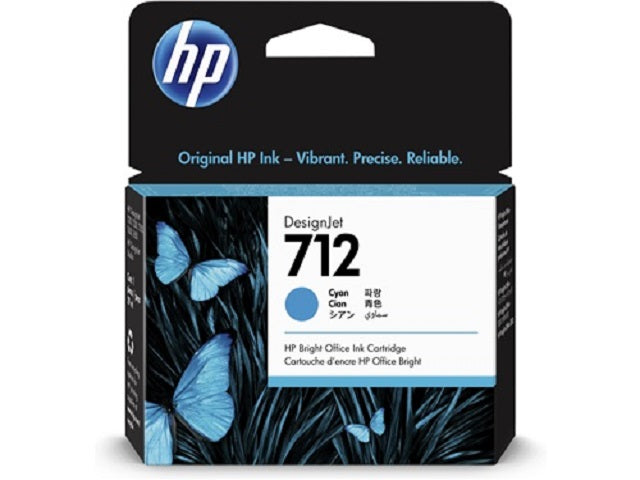 HP HP 712 - 29 ml - cián - original - DesignJet - cartucho de tinta - para DesignJet Studio, T210, T230, T250, T630, T650 3ED67A