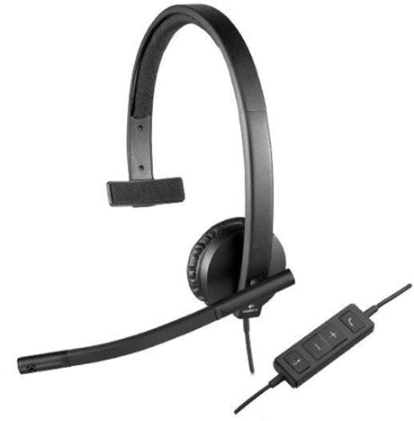 Logitech Logitech H570e Wired Headset, Stereo Headphones with Noise-Cancelling Microphone, USB, in-Line Controls with Mute Button, Indicator LED, PC/Mac/Laptop - Black - Auricular - en oreja - cableado - USB - Certificado para Skype Empresarial, con certificación Lync 2013 981-000574