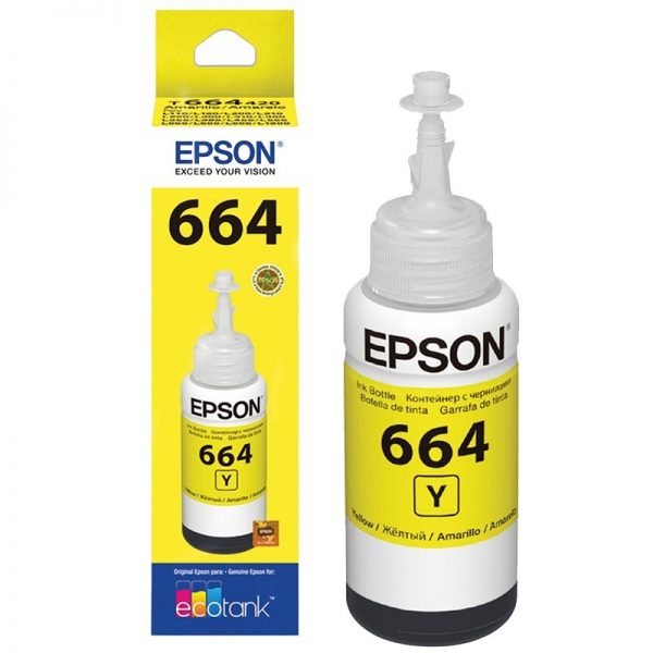 Epson Epson T664 - Amarillo - original - recarga de tinta - para Epson L380, L386, L395, L495; EcoTank ET-2600, 2650, L1455, L396, L606, L656 T664420-AL