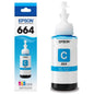 Epson Epson T664 - Cián - original - recarga de tinta - para Epson L380, L386, L395, L495; EcoTank ET-2600, 2650, L1455, L396, L606, L656 T664220-AL