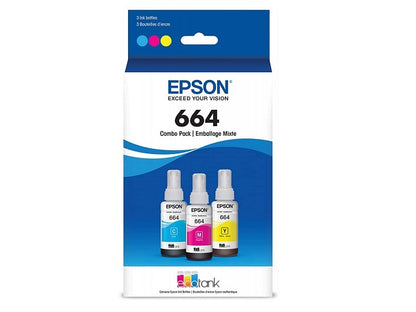 Epson Epson T664 - Paquete de 3 - 70 ml - amarillo, cián, magenta - original - recarga de tinta - para Epson L120, L1300, L310, L380, L395, L495; EcoTank L310, L575 T664520-3P