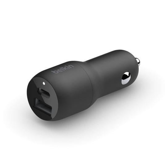 Belkin Belkin Dual Car Charger - Adaptador de corriente para el coche - 37 vatios - PD 3.0 - 2 conectores de salida (USB, 24 pin USB-C) CCB004bt1MBK-B5