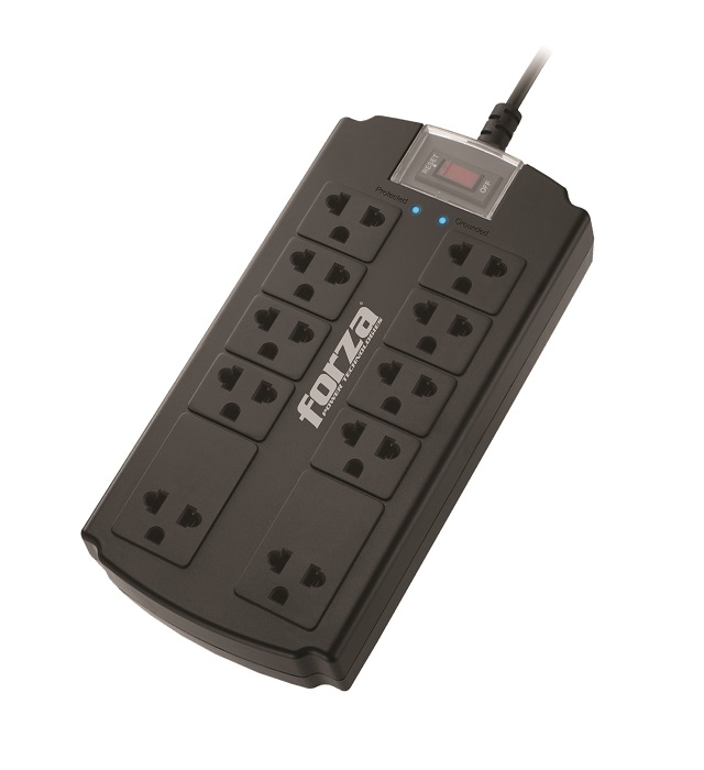 Forza Forza Power Technologies - Surge suppressor - AC 110/220 V - 10 Tomas de Corriente - Material retardador de llama - Interruptor automático de sobrecarga FSP-10UN