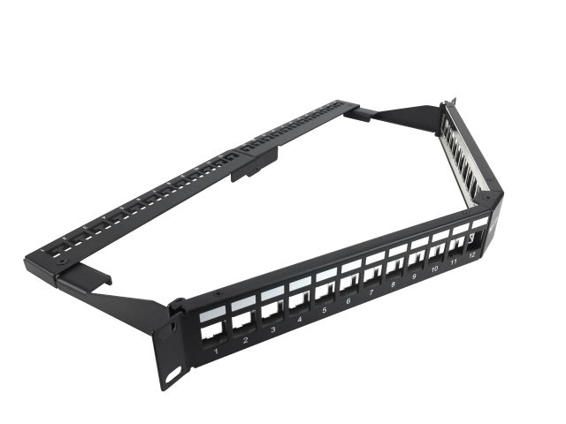 Nexxt Solutions Infrastructure Nexxt Solutions Infrastructure - Patch panel - Cold-rolled steel - Black with silver extrusion - Angled Mod SH 24P 1U PCGPSMO1U24ANBK