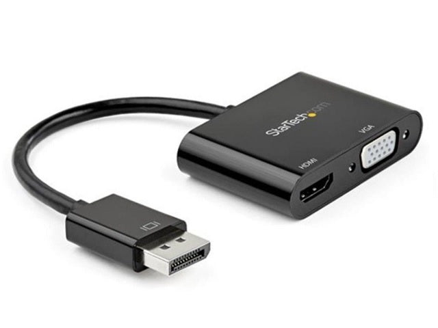 StarTech.com StarTech.com Adaptador DisplayPort a HDMI VGA - Dongle Convertidor DisplayPort 1.2 HBR2 a HDMI 2.0 (4K 60Hz) o VGA 1080p - Adaptador DP a Monitor HDMI o VGA - Adaptador de Vídeo Digital (DP2VGAHD20) - Adaptador de vídeo - DisplayPort macho a HD-15 (VGA), HDMI hembra - 23.2 cm - negro - compatibilidad con 4K DP2VGAHD20