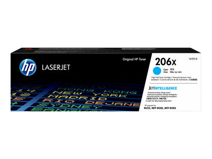 HP HP 206X - Alto rendimiento - cián - original - LaserJet - cartucho de tóner (W2111X) - para Color LaserJet Pro M255, M283, MFP M282, MFP M283 W2111X