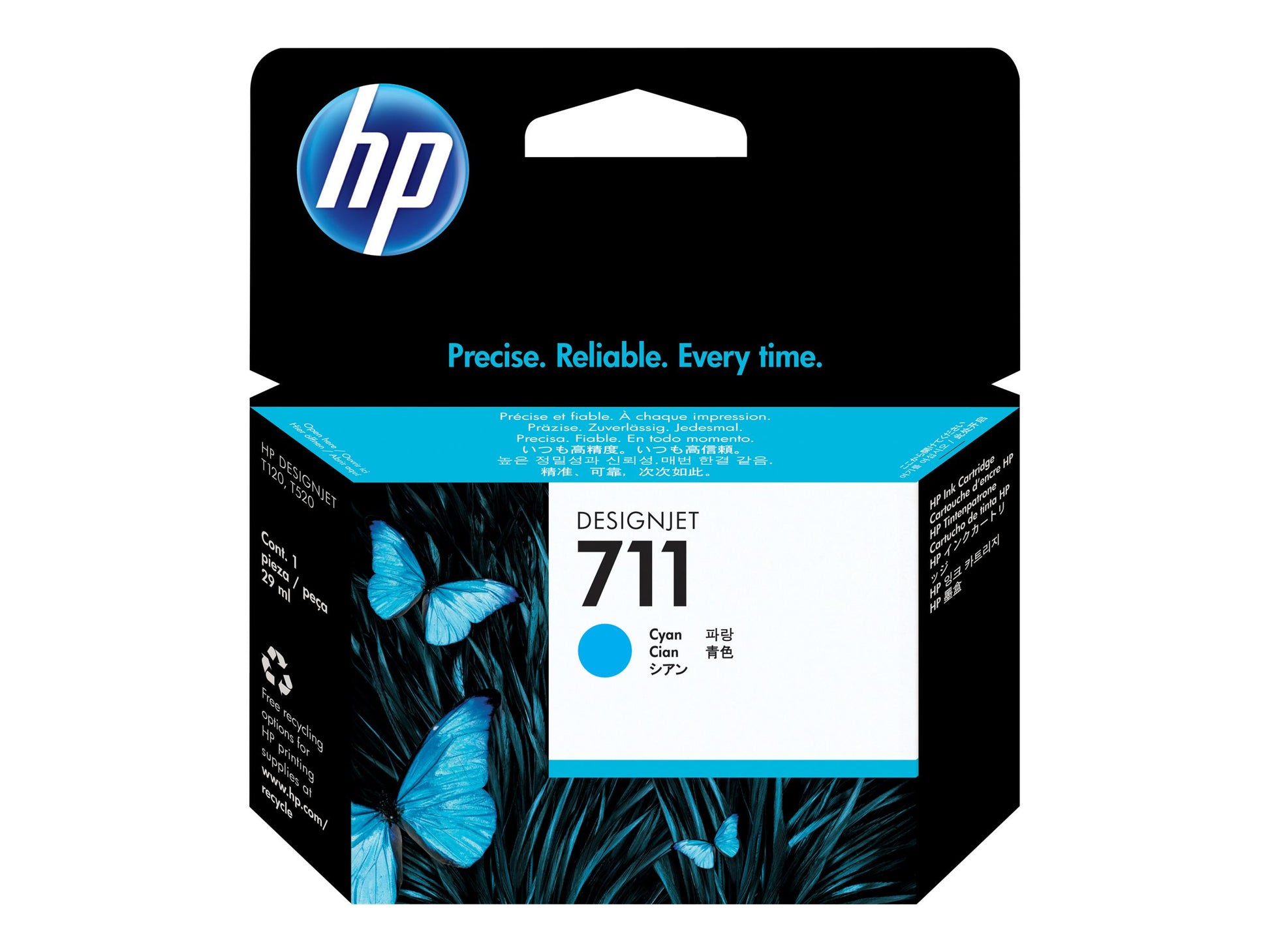 HP HP 711 - 29 ml - cián - original - DesignJet - cartucho de tinta - para DesignJet T100, T120, T120 ePrinter, T125, T130, T520, T520 ePrinter, T525, T530 CZ130A