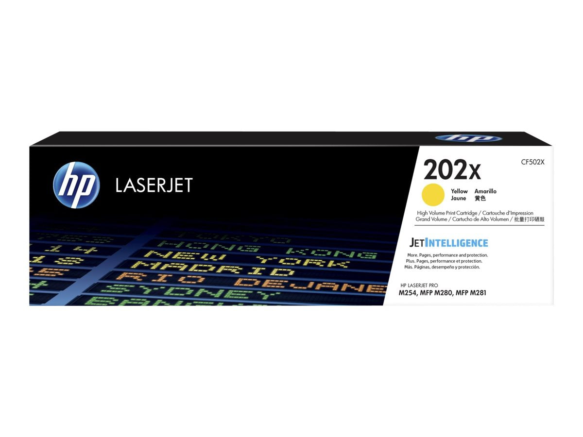 HP HP 202X - Alto rendimiento - amarillo - original - LaserJet - cartucho de tóner (CF502X) - para Color LaserJet Pro M254dw, M254nw, MFP M280nw, MFP M281cdw, MFP M281fdn, MFP M281fdw CF502X