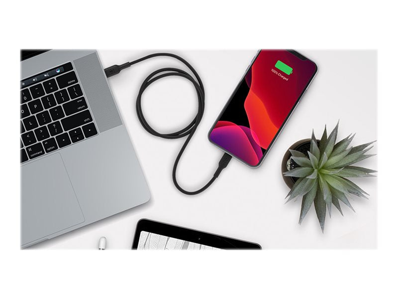 Belkin Belkin BoostCharge - Cable Lightning - 24 pin USB-C macho a Lightning macho - 1 m - negro - suministro de potencia USB (18W) CAA003bt1MBK