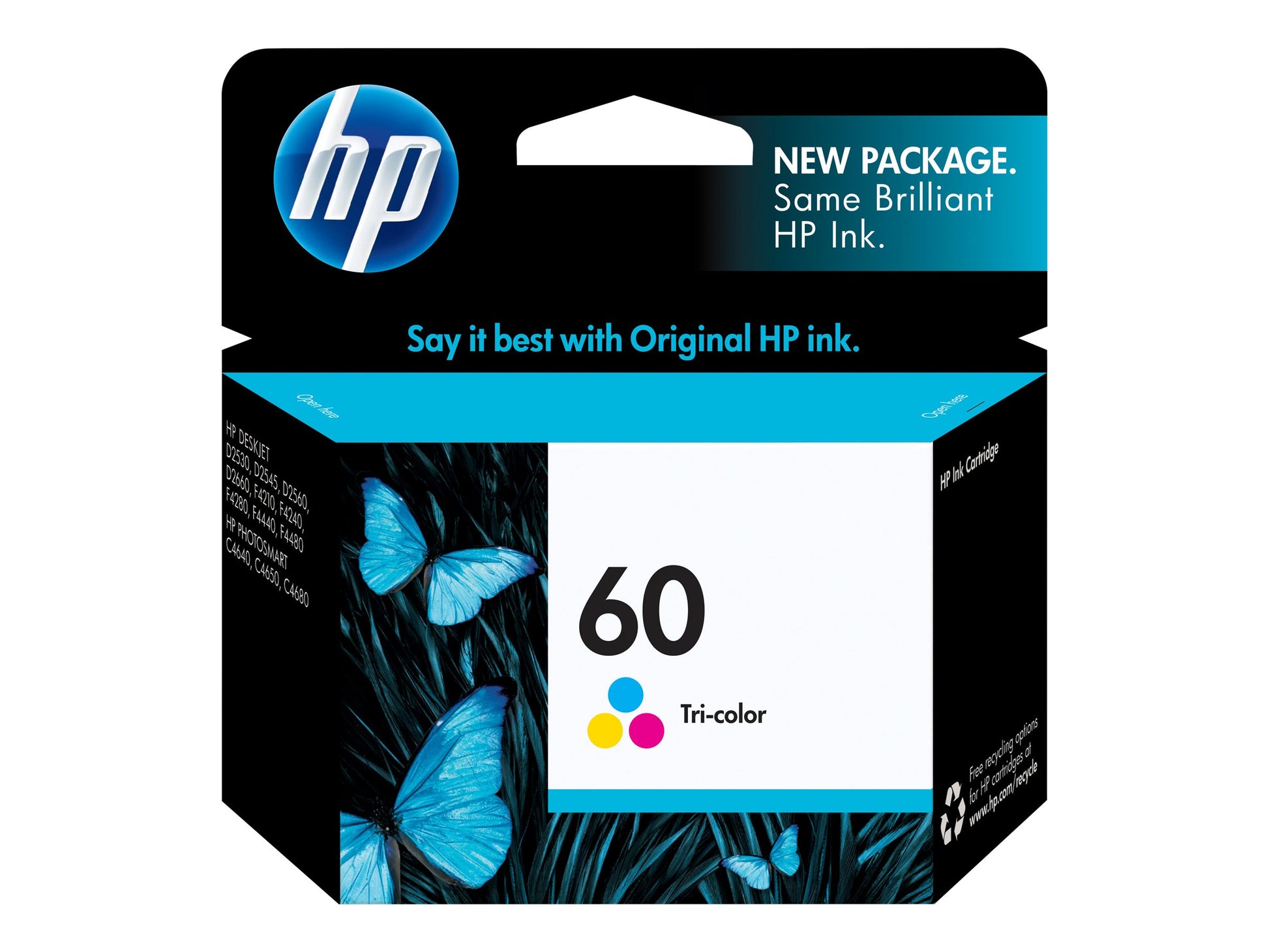 HP HP 60 - 4 ml - color (cian, magenta, amarillo) - original - cartucho de tinta - para Deskjet F4210, F4213, F4230, F4235, F4250, F4273, F4274, F4275, F4283, F4288, F4292, F4293 CC643WL